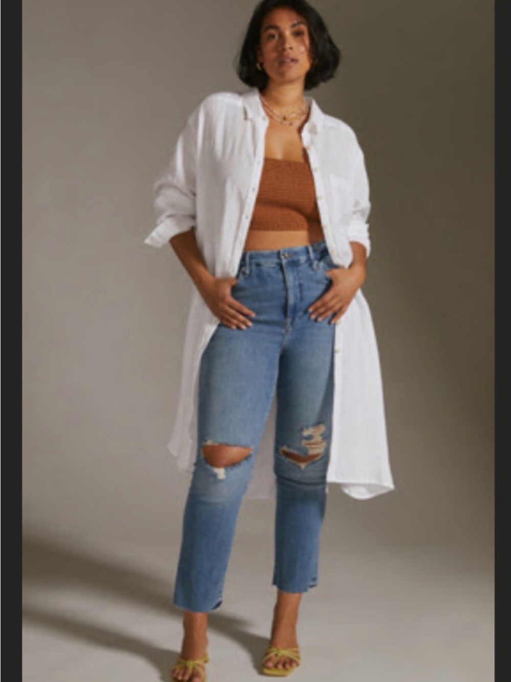 ANTHROPOLOGIE RELAXED BUTTONDOWN LINEN TUNIC